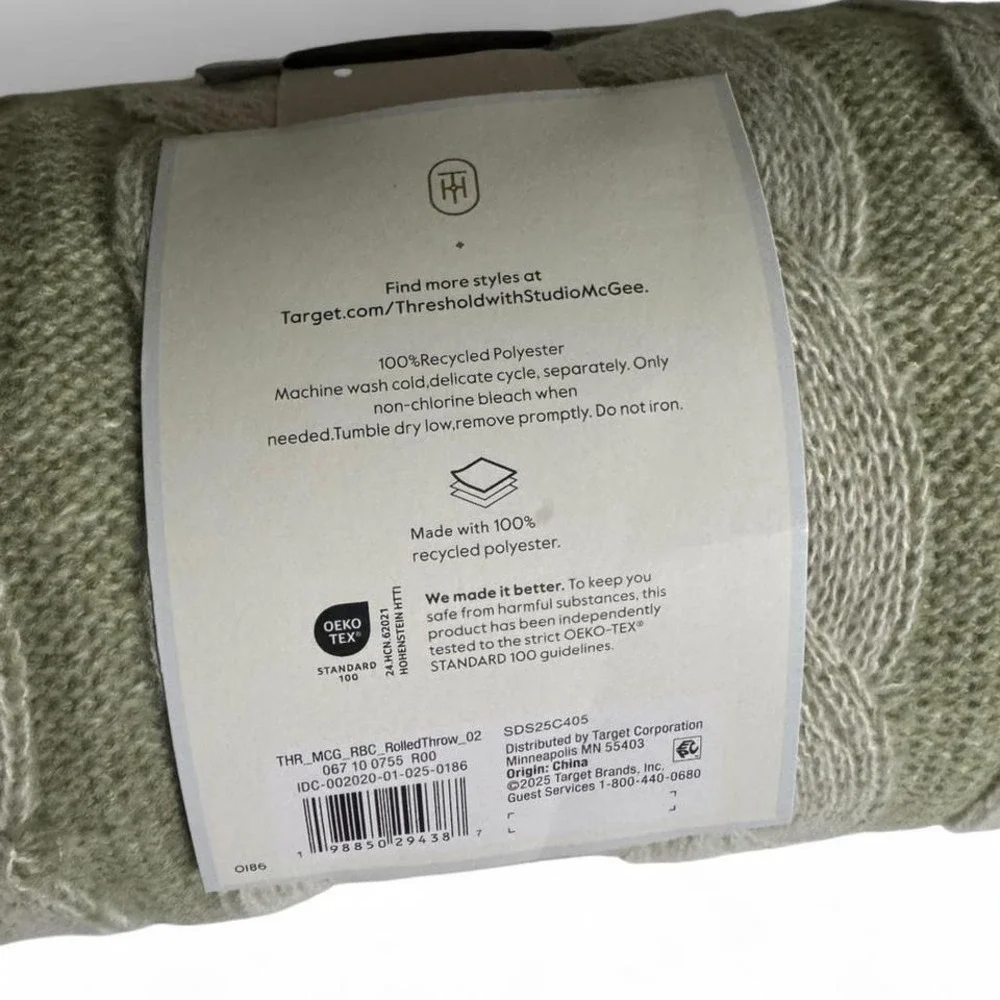 NEW Studio McGee Threshold Twisted‎ Cable Throw Blanket Green